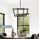8-Light Black Metal Chandelier for Dining Room, Modern Farmhouse Geometric Industrial