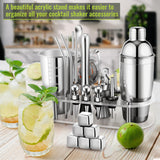 26 Piece Cocktail Shaker Bar Set, Stainless Steel Bartender Kit with Acrylic Stand