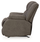 Design by Ashley First Base Modern Faux Leather Rocker Recliner, Gray