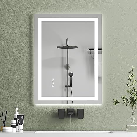 24" x 32" LED Bathroom Mirror - Dimmable Wall-Mounted Mirror with Front & Backlight