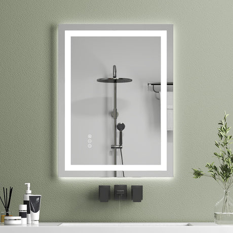 24" x 32" LED Bathroom Mirror - Dimmable Wall-Mounted Mirror with Front & Backlight