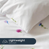 Floral Comforter Set, Cottagecore Cute Aesthetic Watercolor Tiny Flowers and Leaves,