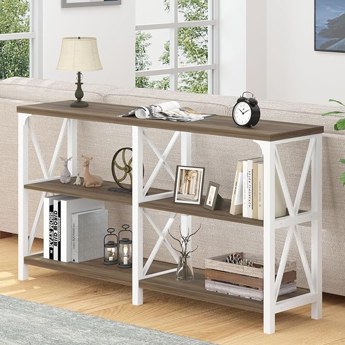 Industrial Console Table, Rustic Wood and Metal Sofa Table, Hallway Entry Table