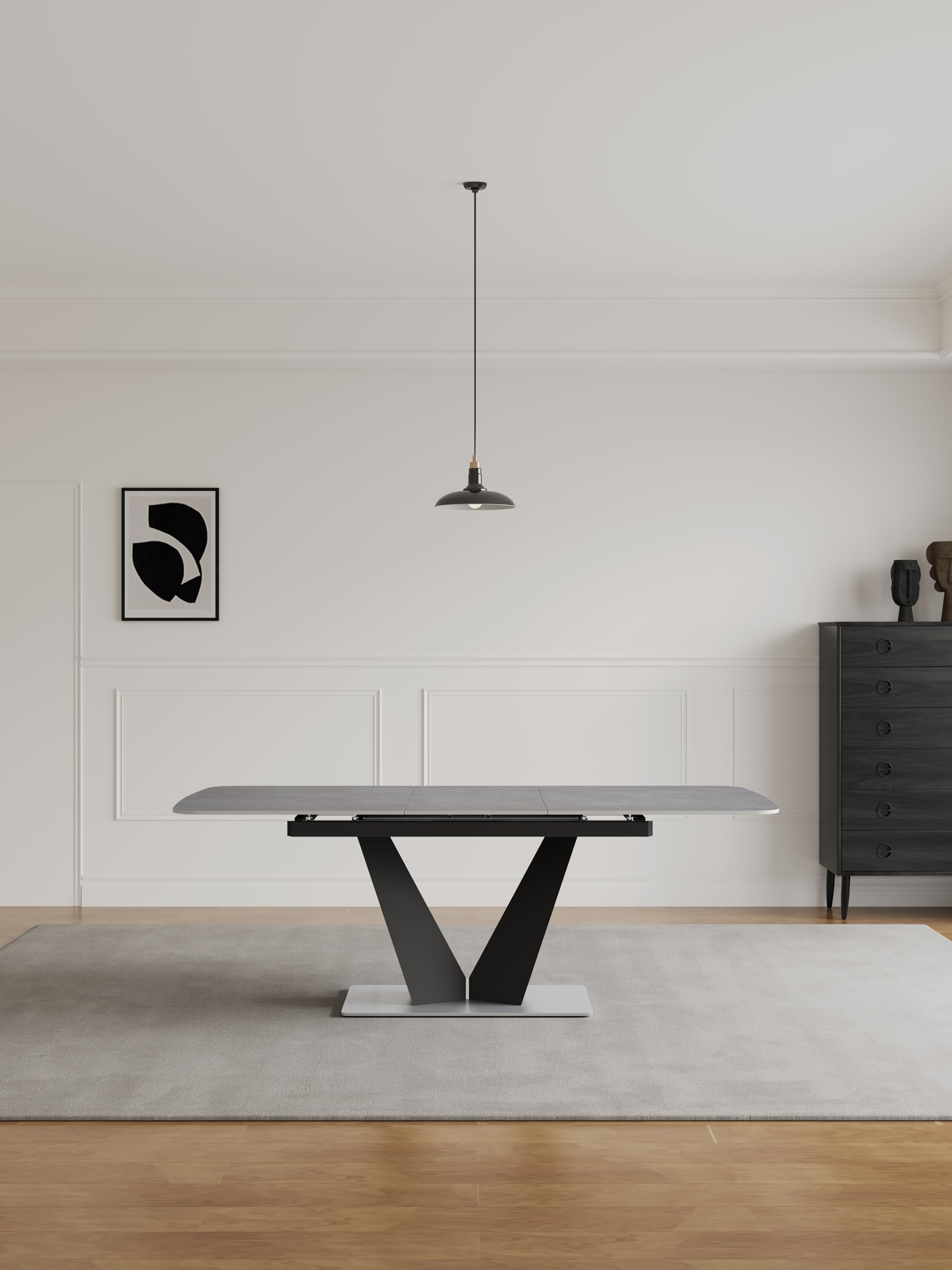 79" Expandable Dining Table - Modern Rectangular Sintered Stone Table Seats 6-8