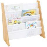 Natural/White Kids Book Rack Storage Bookshelf with Deep Sleeves, Universal