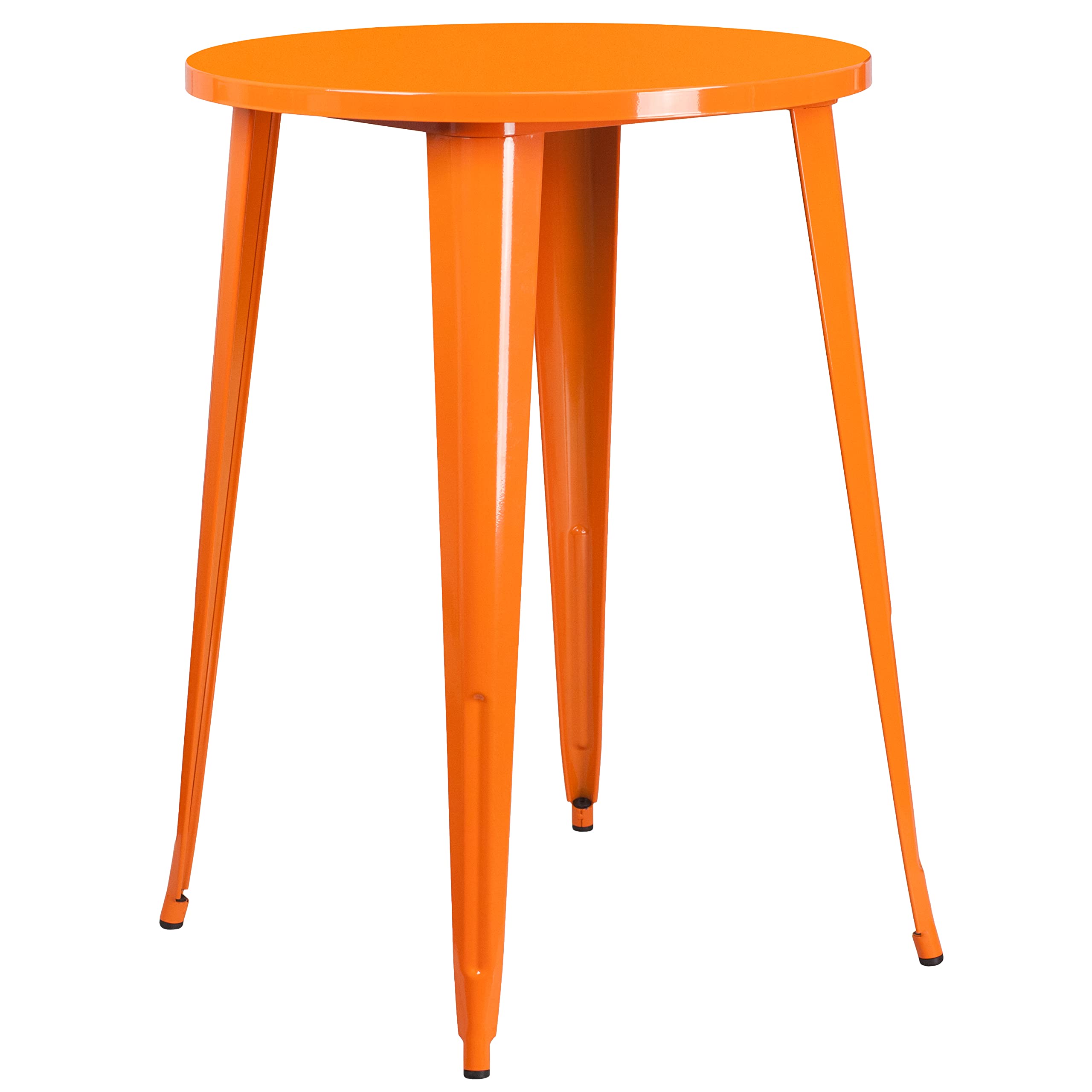Callum Commercial Grade 30" Round Orange Metal Indoor-Outdoor Bar Table Set