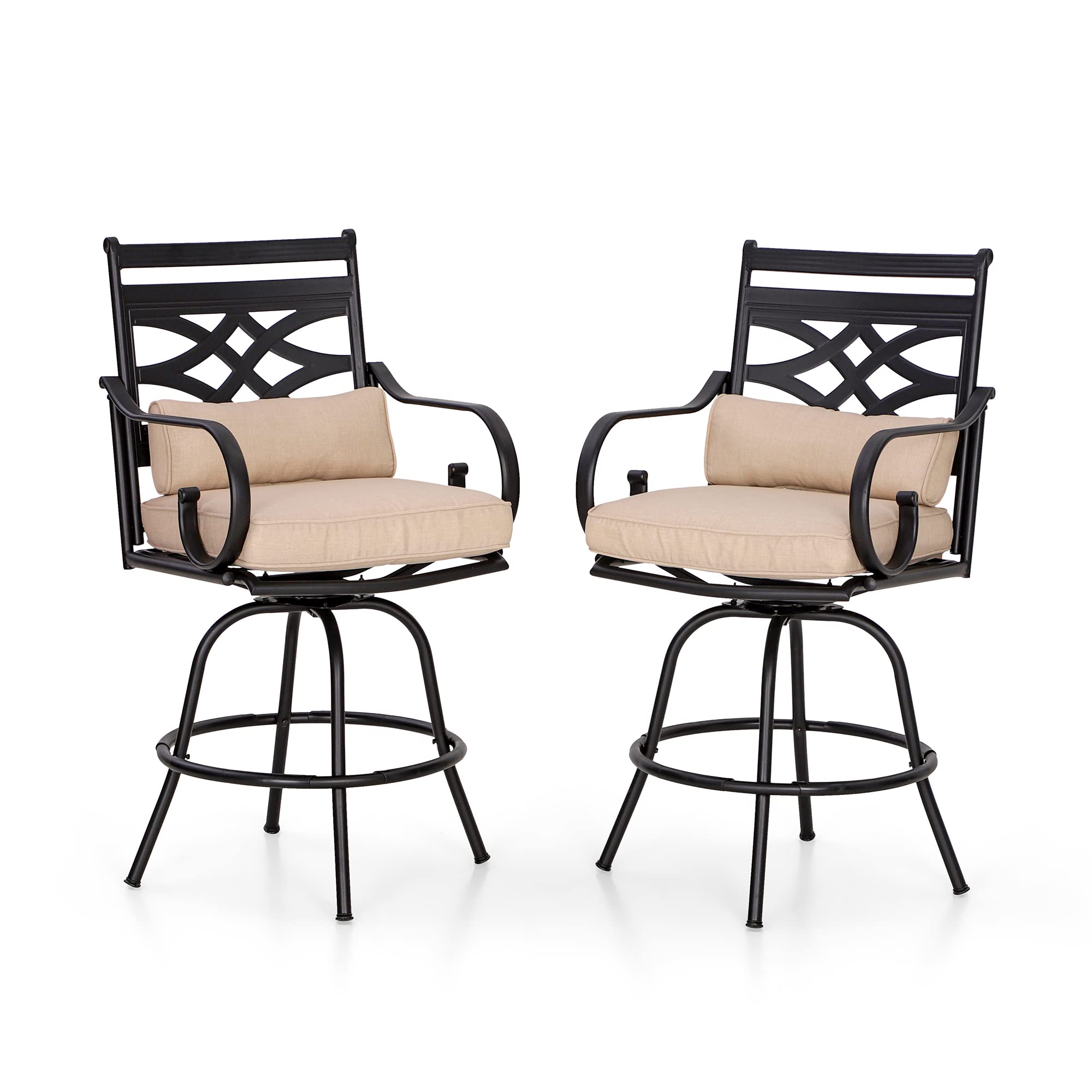 Outdoor Swivel Bar Stools Set of 2，Patio Counter Height Bar Chairs