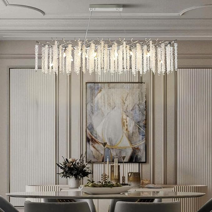 Modern Crystal Chandeliers for Dining Room, Gold Round Tree Branches Chandelier,