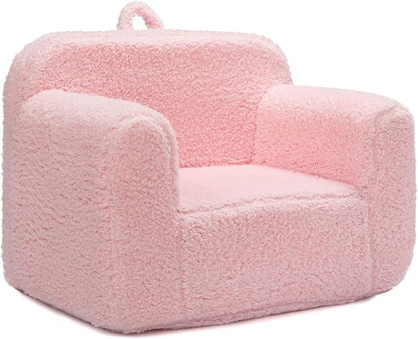 Kids Ultra-Soft Snuggle Foam Filled Chair, Toddler Cuddly Sherpa Reading Couch for Boys