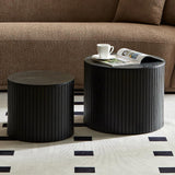 19.17'' Black Round Coffee Table with Storage Nesting Coffee Table