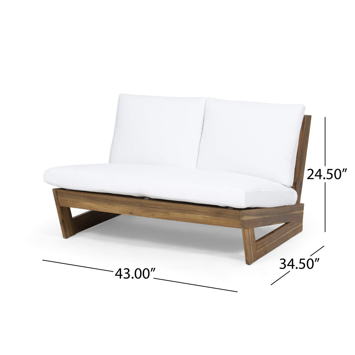 Outdoor Acacia Wood Loveseat with Cushions