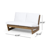 Outdoor Acacia Wood Loveseat with Cushions