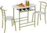 3 Piece Small Round Dining Table Set for Kitchen Breakfast Nook