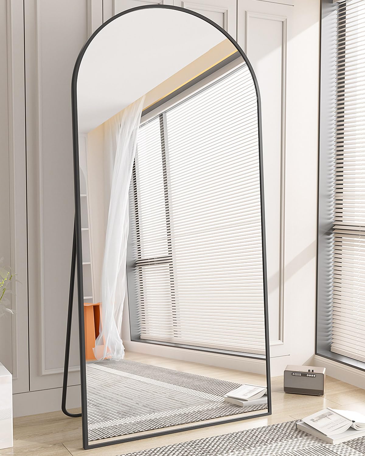 Arched Full Length Mirror, Black Large Floor Mirror
