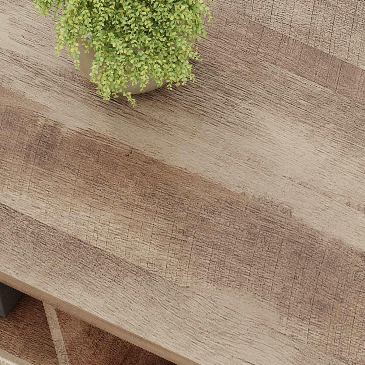 Coffee Table for Living Room, Rustic Wood Center Table with Shelves