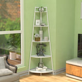 Corner Shelf White, 5 Tier Bookshelf, 70.8 Inch Tall Bookcase,