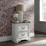 Magnolia Manor 2 Drawer Night Stand, W28 x D17 x H28, White