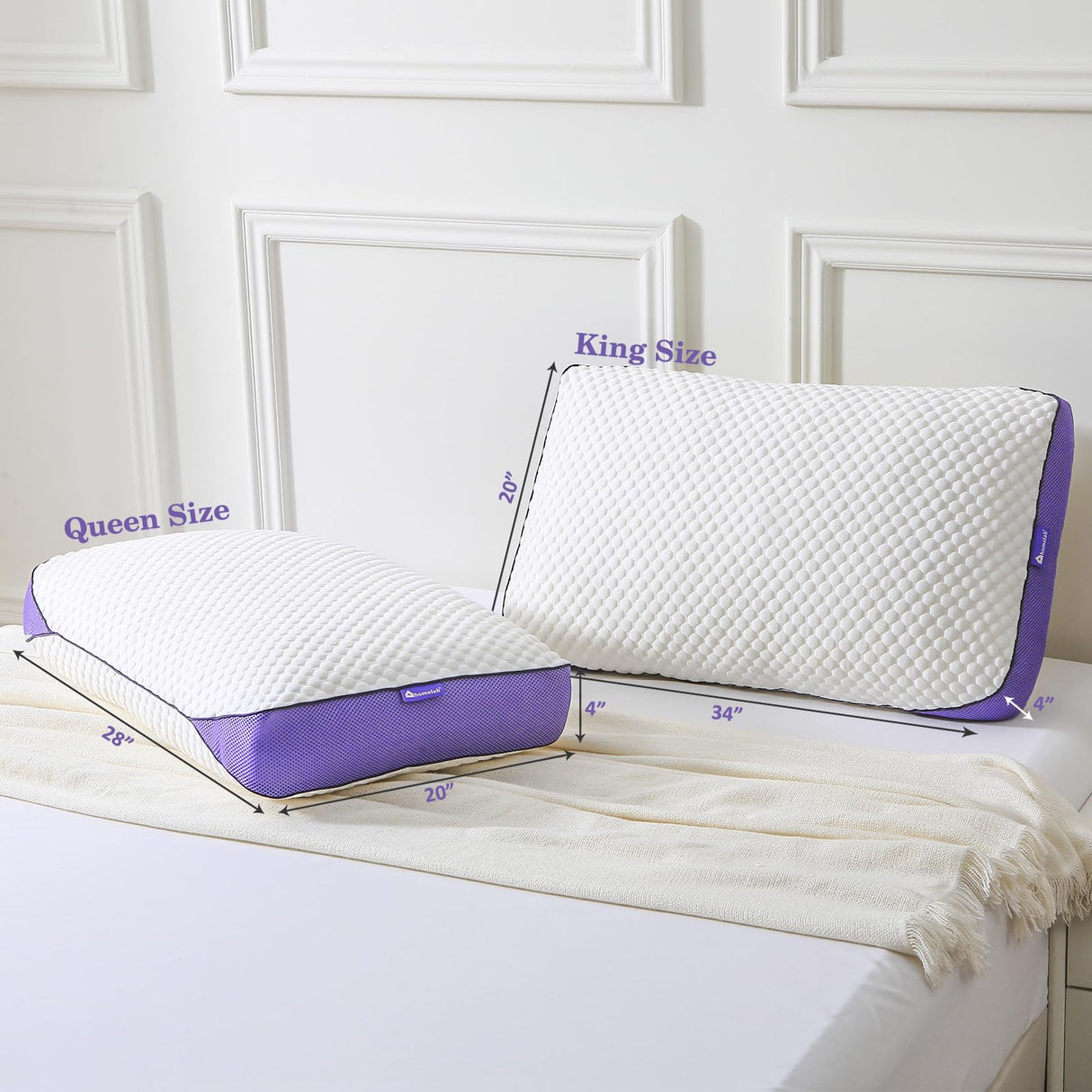 Adjustable Shredded Memory Foam Pillow Queen Size, Cooling Bed Pillow for Sleeping