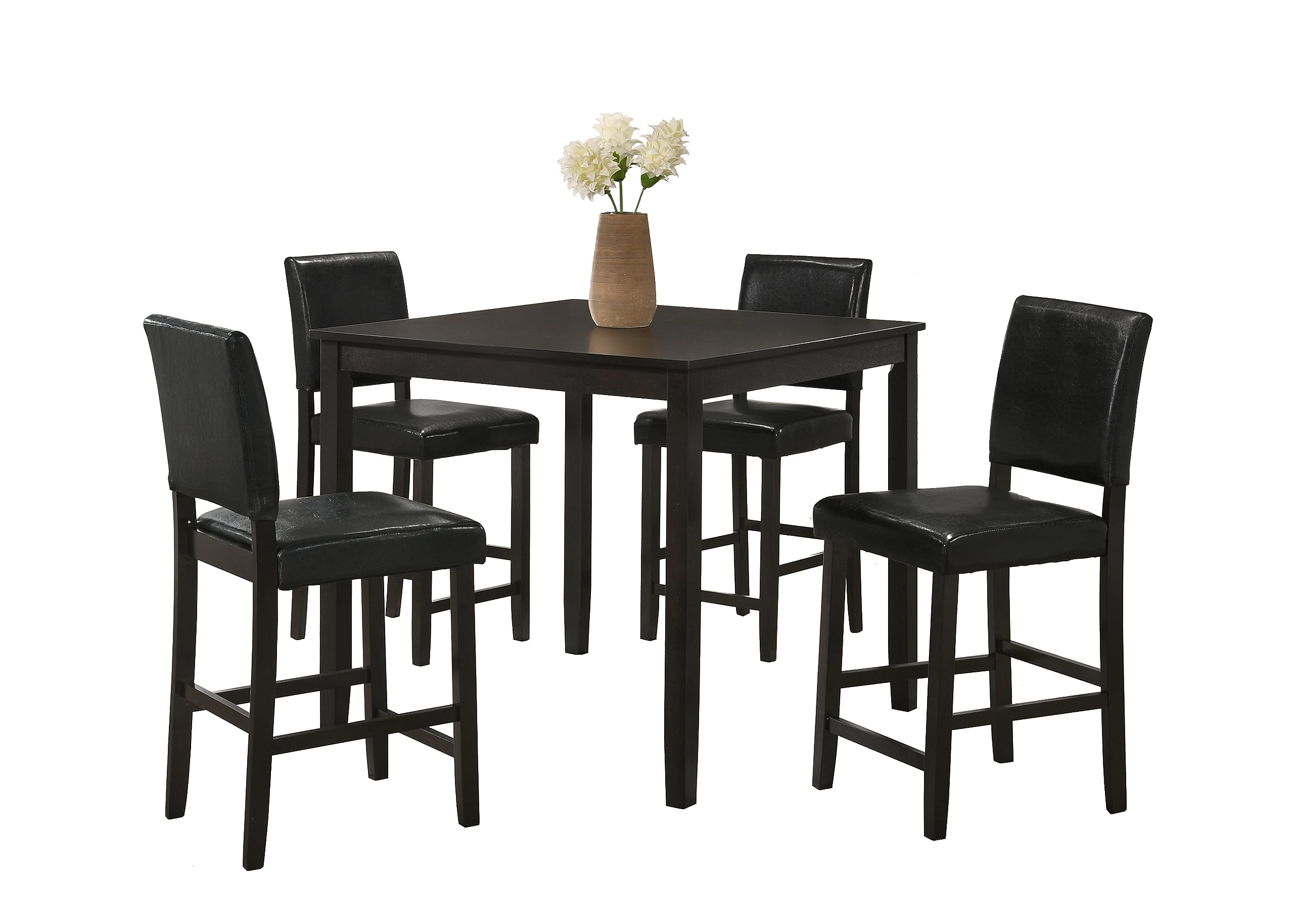 5 Piece Counter Height Dining Table Set with Upholstered Chairs