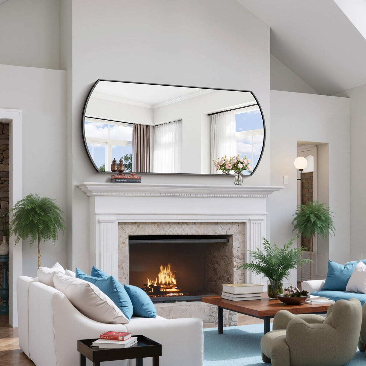 30x60 Inch Black Oval Bathroom Mirror