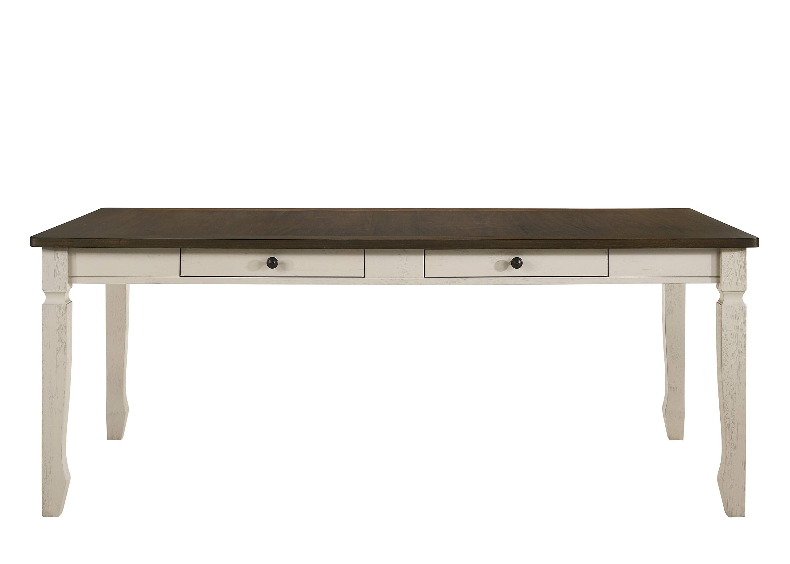 Fedele 2-Drawer Rectangular Wooden Dining Table in Weathered Oak and Cream