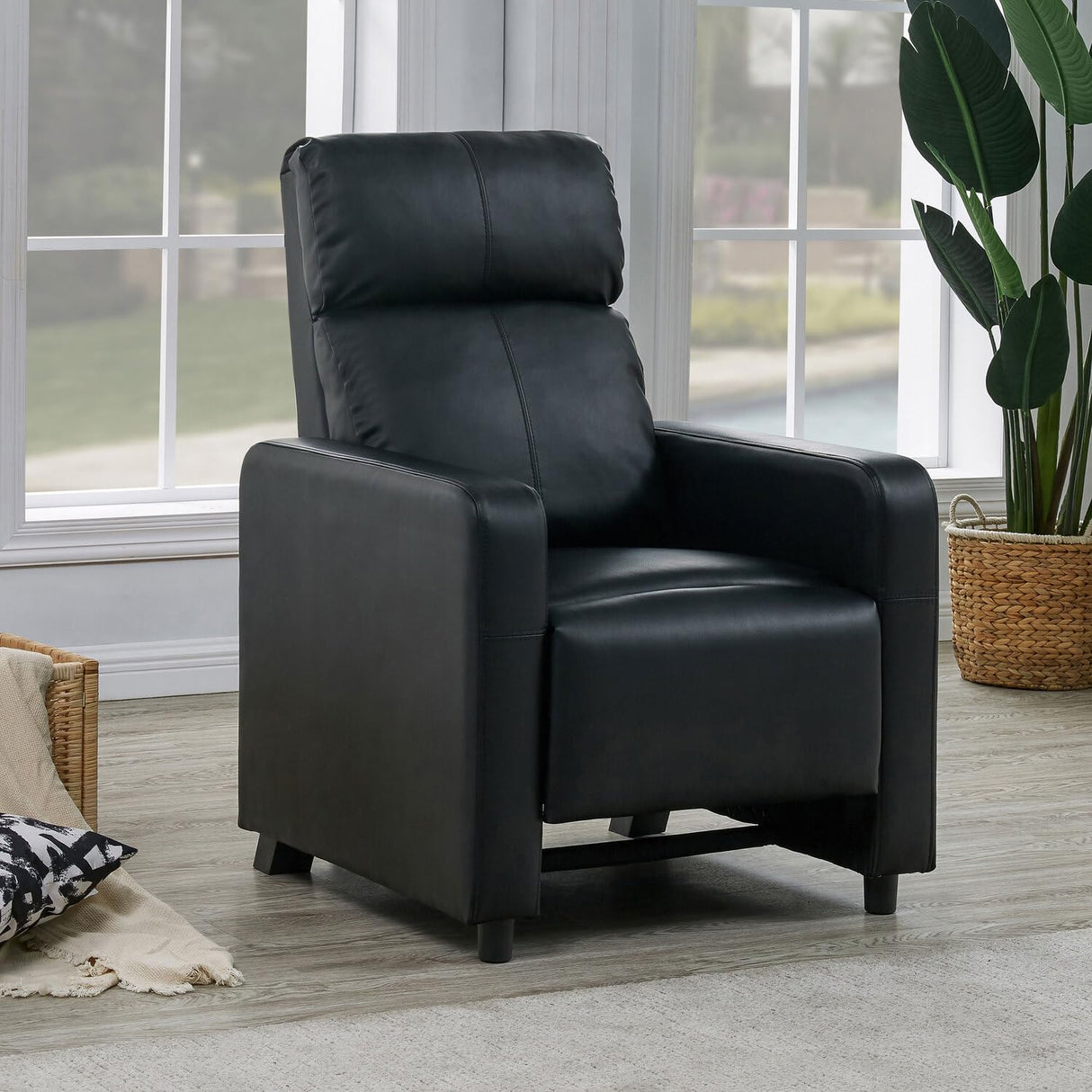 Toohey Home Theater Push Back Recliner Black, 28.75"D x 32.5"W x 41.75"H (600181)