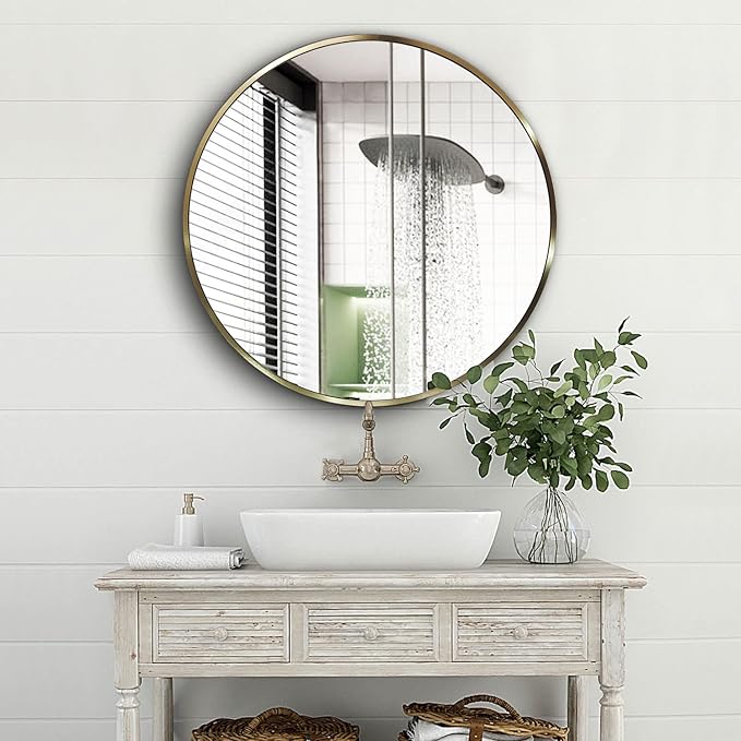 Mirror, Circle Wall Mirror with Beveled Polished Edge