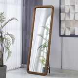 Nook & Trove 67”x23.6” Full Length Rectangle Mirror with Stand Brown Velvet Frame, Modern Full Body Mirror for Bedroom, Living Room, Standing Hanging or Leaning Against Wall