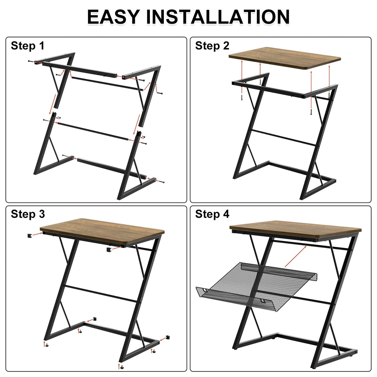 End Table, Side Table for Bed, Couch and Sofa, Larger Desktop Z Table