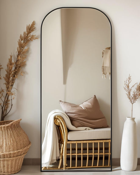 Full Length Mirror, 71"x28" Oversized Floor Mirror Freestanding, Arched Floor Standing