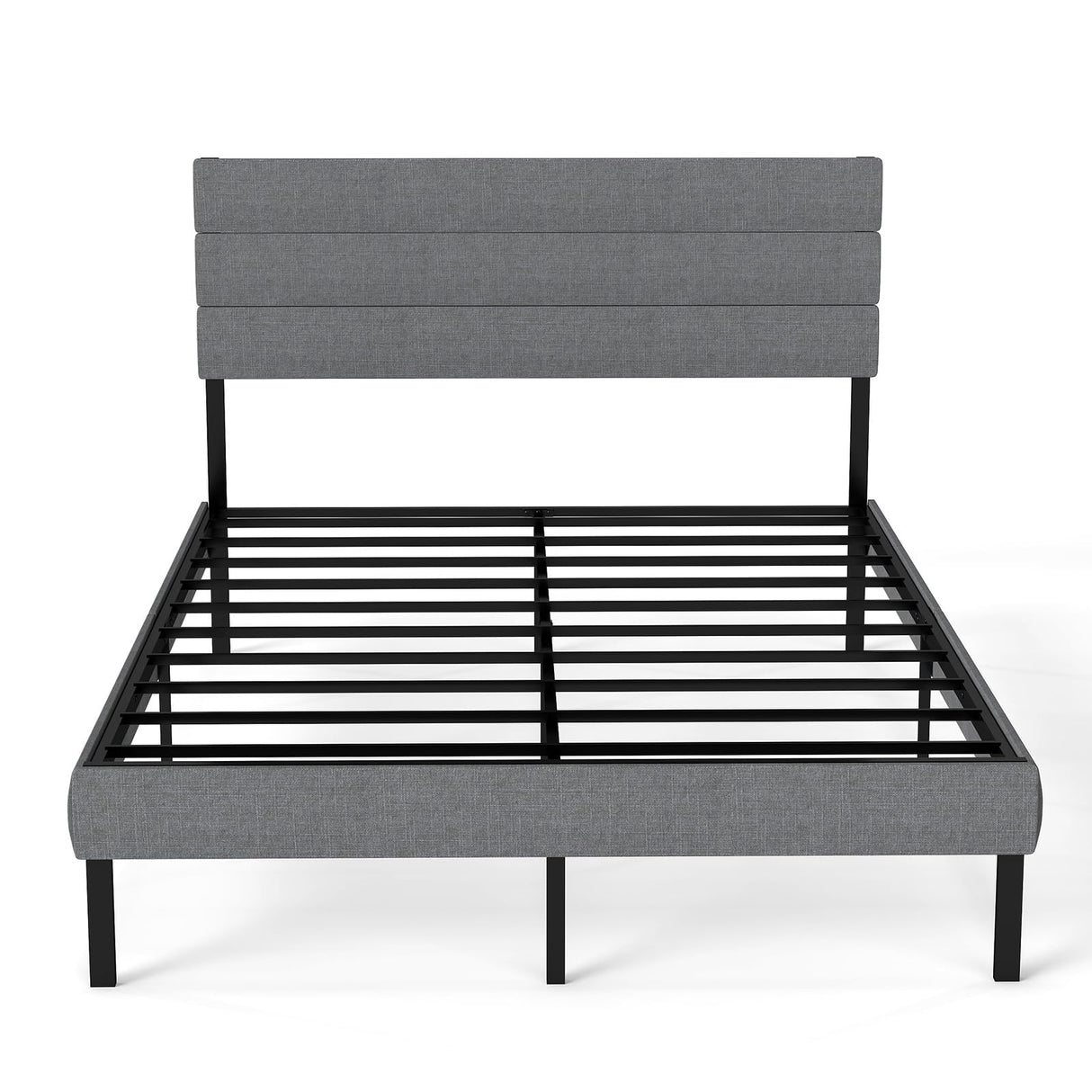 Upholstered Headboard, Metal Platform Bed Frame Full Size with 14" Underbed