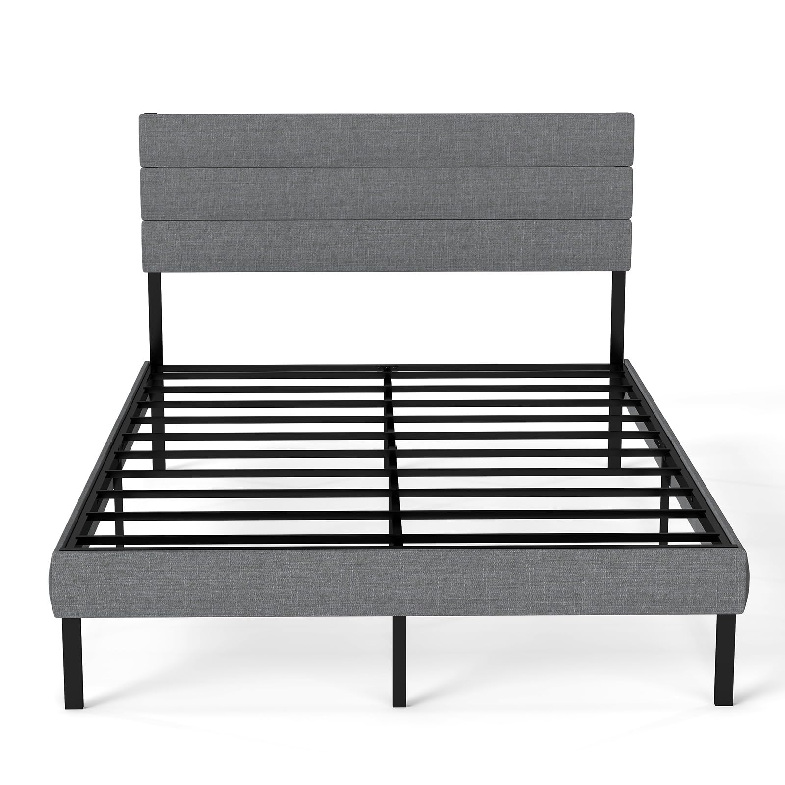 Upholstered Headboard, Metal Platform Bed Frame Full Size with 14" Underbed