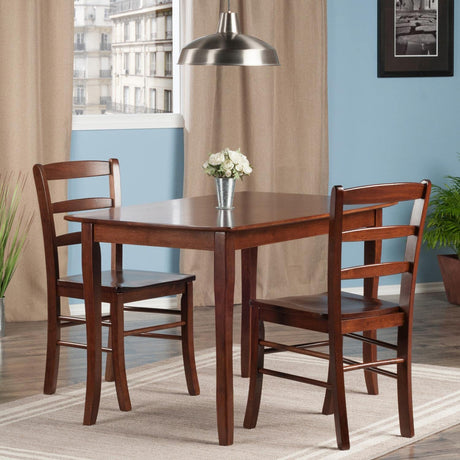 Inglewood 3-PC Set Table w/ 2 Ladderback Chairs Dining, Walnut