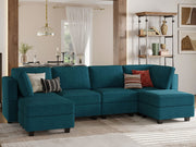 U Shaped Sofa Modular Couch Reversible Storage Ottoman 6 Seater Sofa