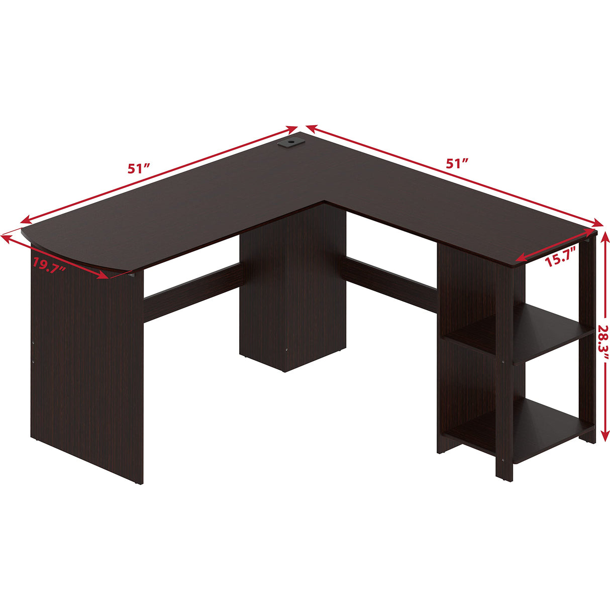 L-Shaped Home Office Wood Corner Desk, Espresso