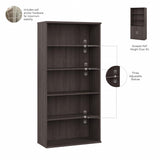 Studio C Tall 5 Shelf Bookcase in Storm Gray, Large Bookshelf for Home or Professional