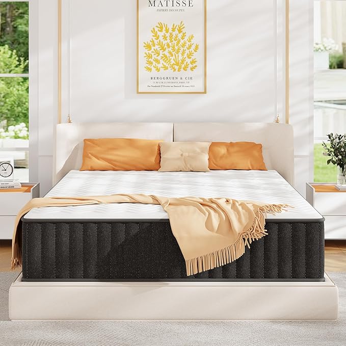 10 Inch Mattress Queen, Memory Foam Mattress in a Box, Cooling Charcoal Medium Firm Mattresses