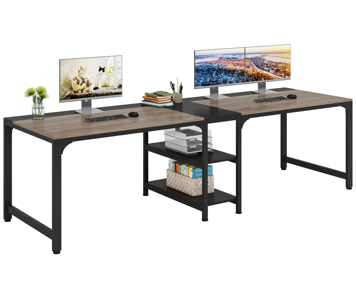 90.5 Inch Large Double Home Office Compuer Desk Two Person Study Table