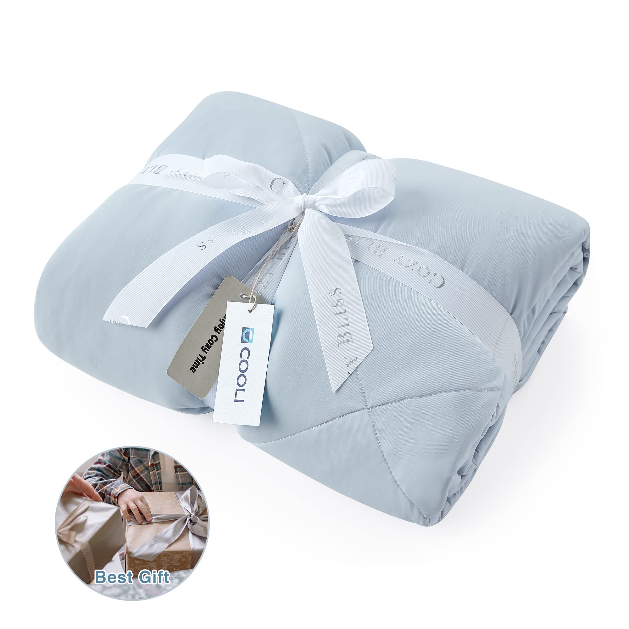 Cooling Comforter King Size, Cooling Blankets for Hot Sleepers and Night Sweats, Blue