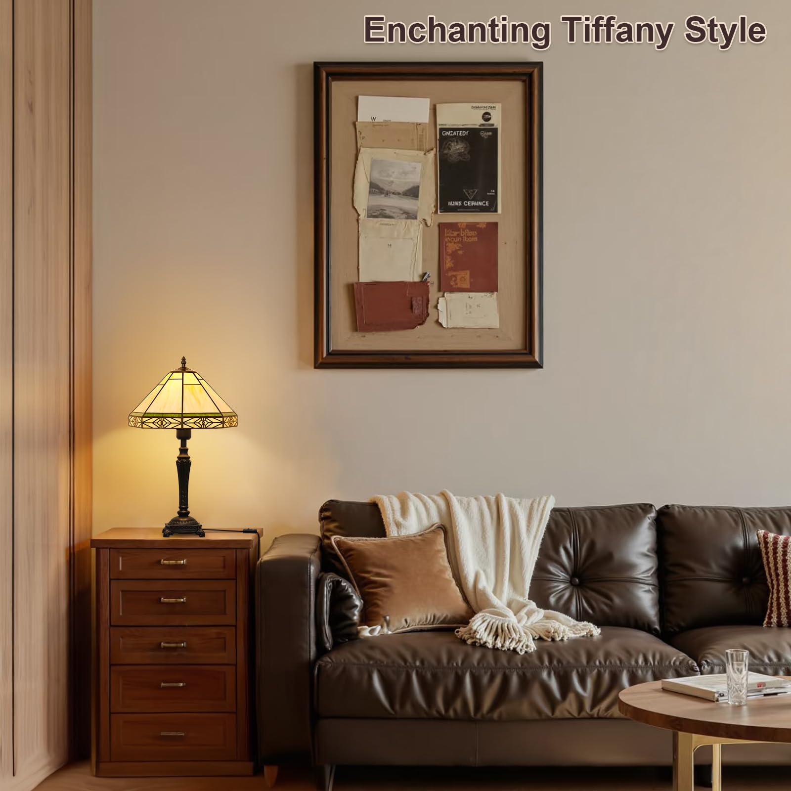 Tiffany Table Lamp with Stained Glass Shade