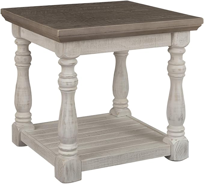 Modern Country Rectangular End Table, Weathered Brown