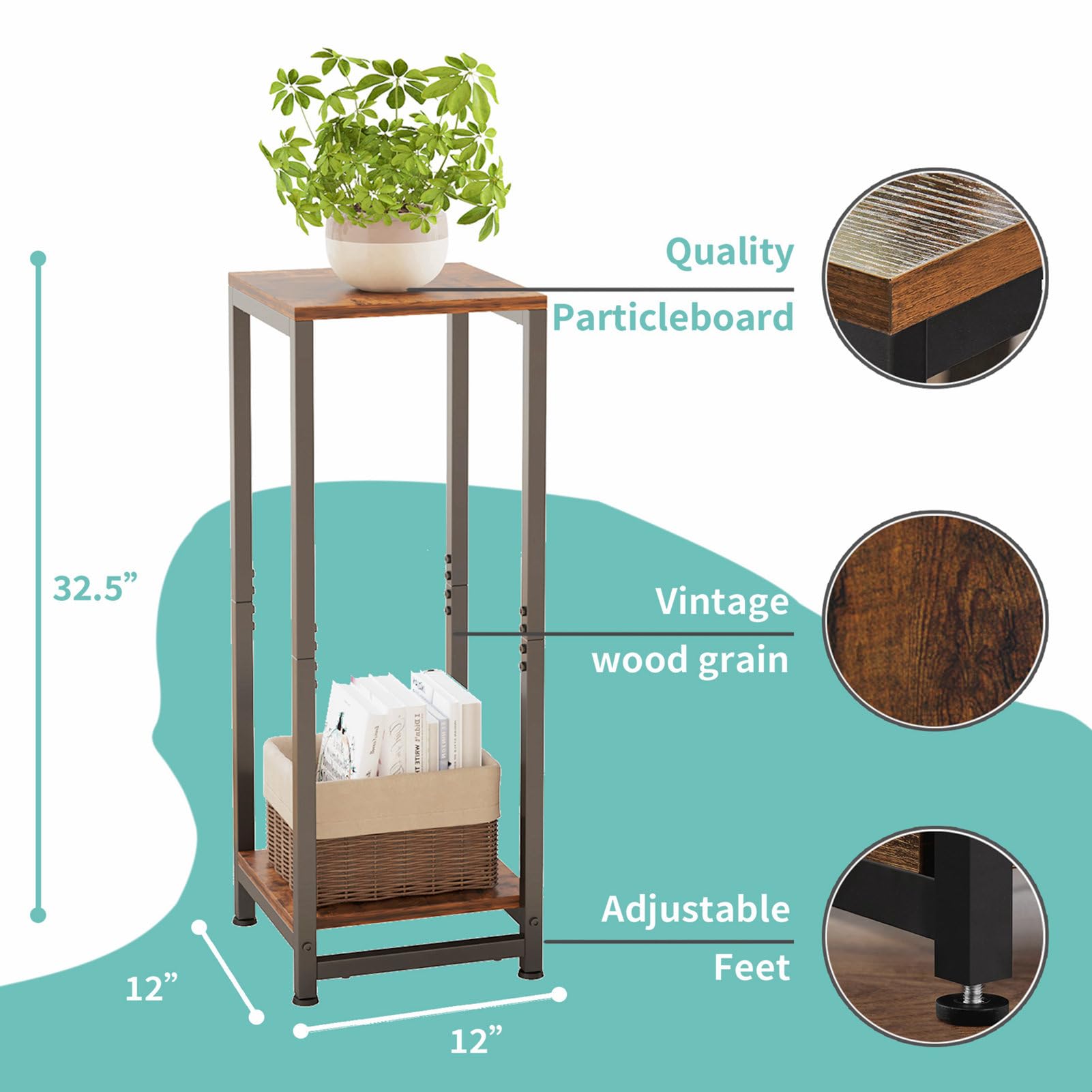 ZenLeaf 2-Tier Tall Plant Stand - Wood Plant Table