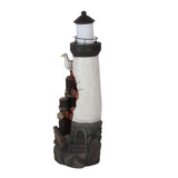 Sunnydaze 36-Inch Gull's Cove Outdoor Lighthouse Water Fountain with LED Light - Polyresin Decorative Water Feature