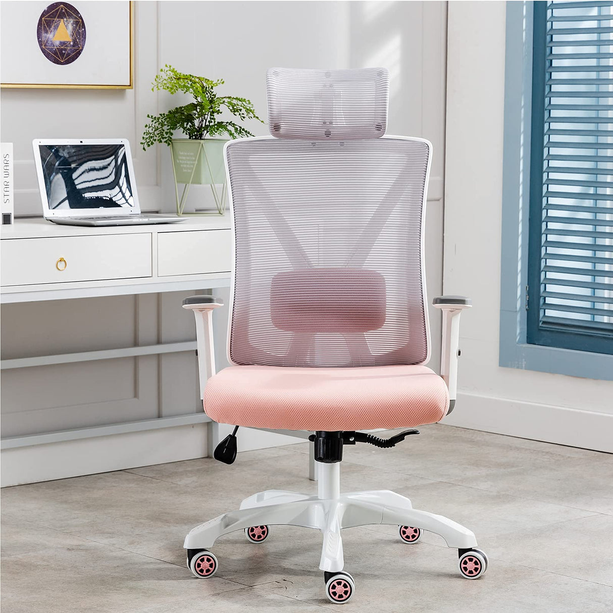 Home Office Chair with Adjustable Lumbar Support and Armrests Headrest Breathable