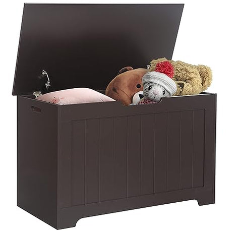 Chest for Girls Boys Wooden Storage Box with Flip-top Lid & Safety Hinge, Kids Room Play