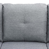 Linen Living Room Sofa Set, L-Shape Couch with Storage Ottoman,