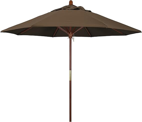 9' Rd. Wooden Market Umbrella, Push Open Pin Stop ,