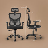 Ergonomic Office Chair, Desk Chair with 2'' Adjustable Lumbar Support, Headrest,