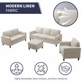 6 Seat Sectional Sofa Set w/Ottoman,3 Seat Couch & Loveseat Sofa & Armchair