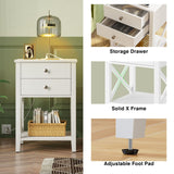 Nightstand with Charging Station, Night Stand with 2 Drawers